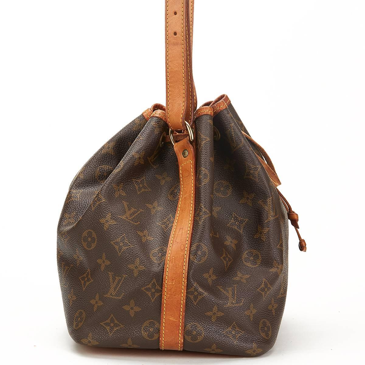 Black 1990's Louis Vuitton Brown Classic Monogram Canvas Vintage Petit Noé