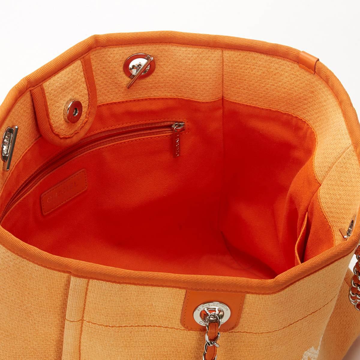 2015 Chanel Orange Canvas Small Deauville Tote 2