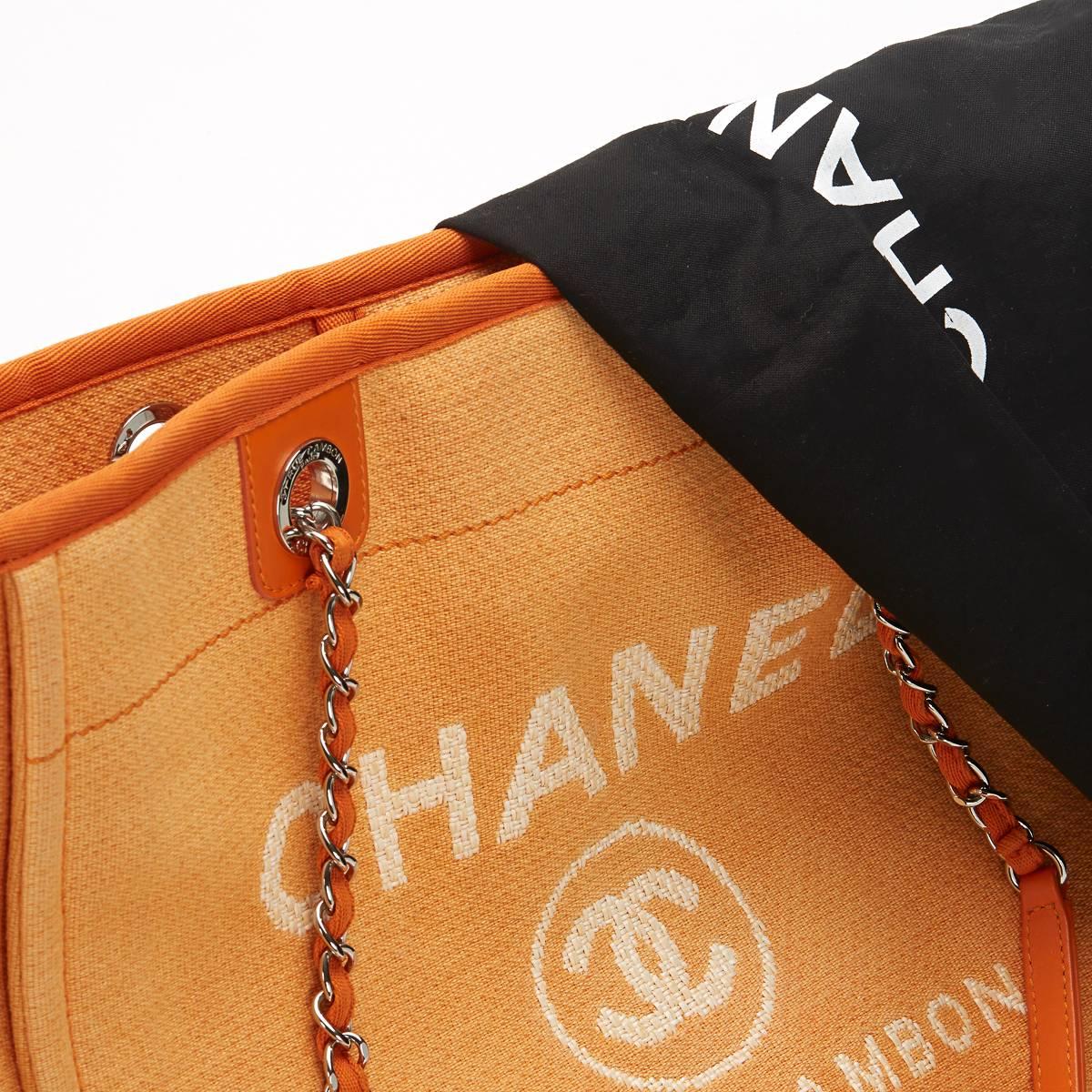 2015 Chanel Orange Canvas Small Deauville Tote 3