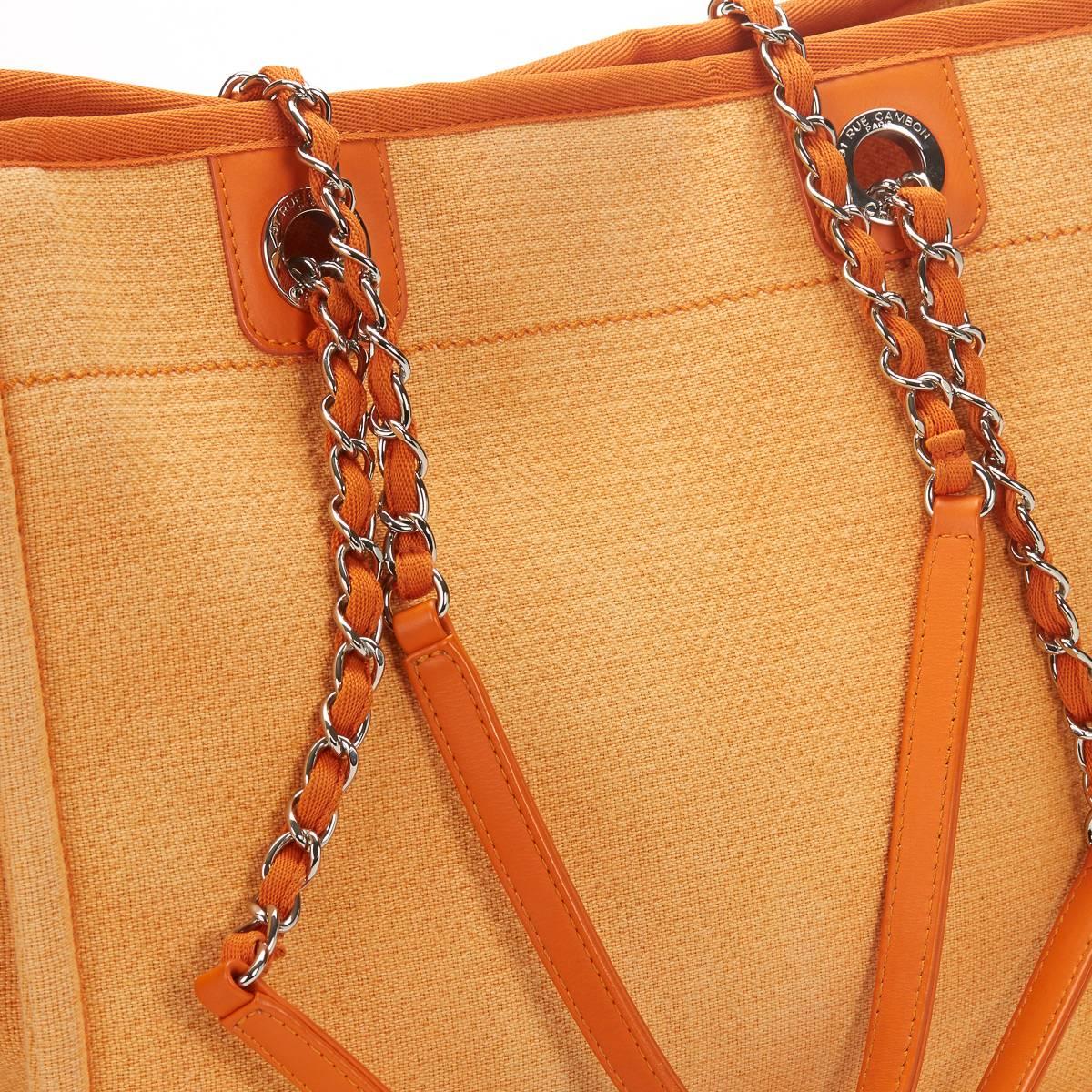 Women's 2015 Chanel Orange Canvas Small Deauville Tote