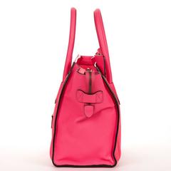 2011 Céline Neon Pink Drummed Leather Mini Luggage Tote