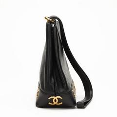 1990's Chanel Black Caviar Leather Vintage Bucket Bag