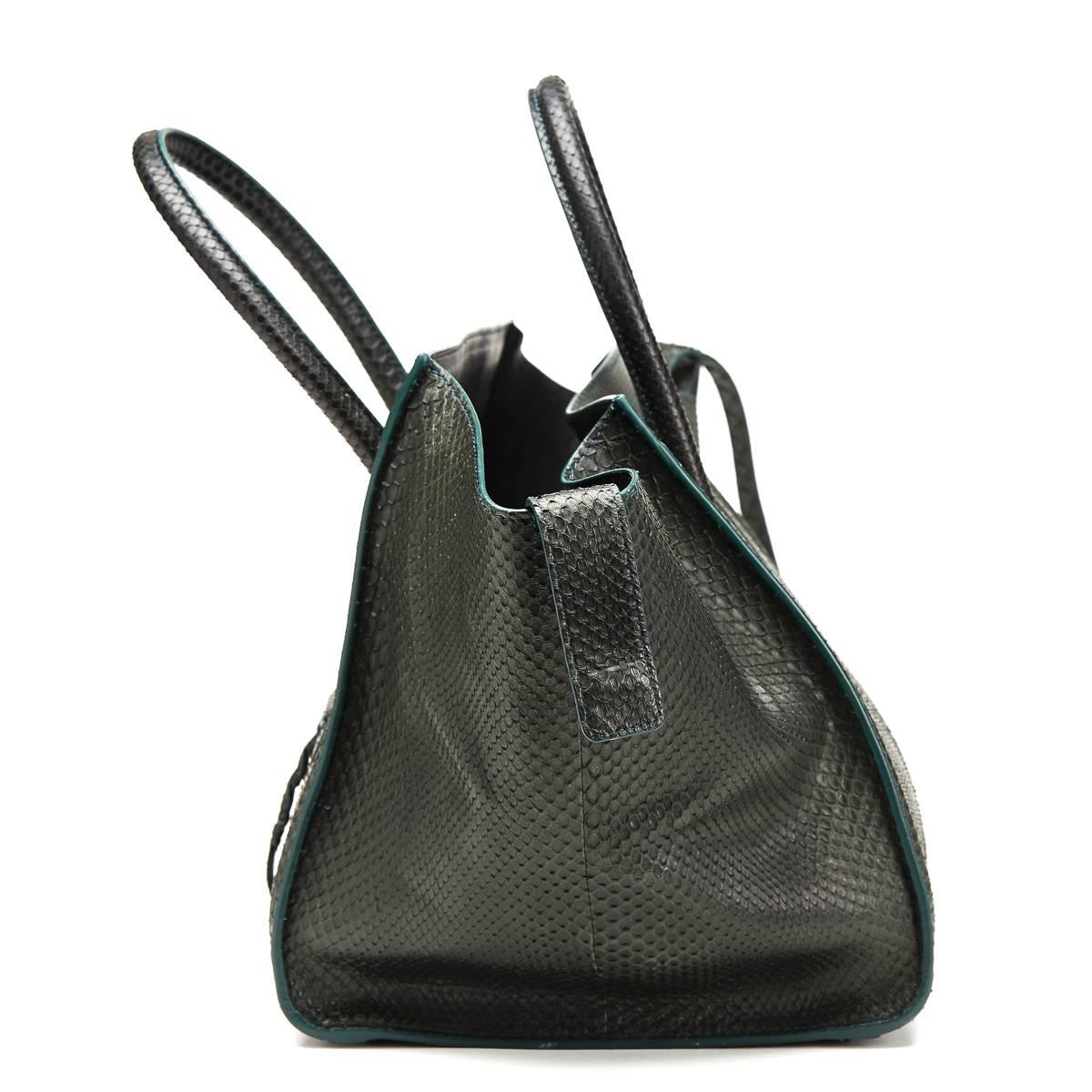 Black Céline Evergreen Python Medium Phantom Luggage Tote, 2012