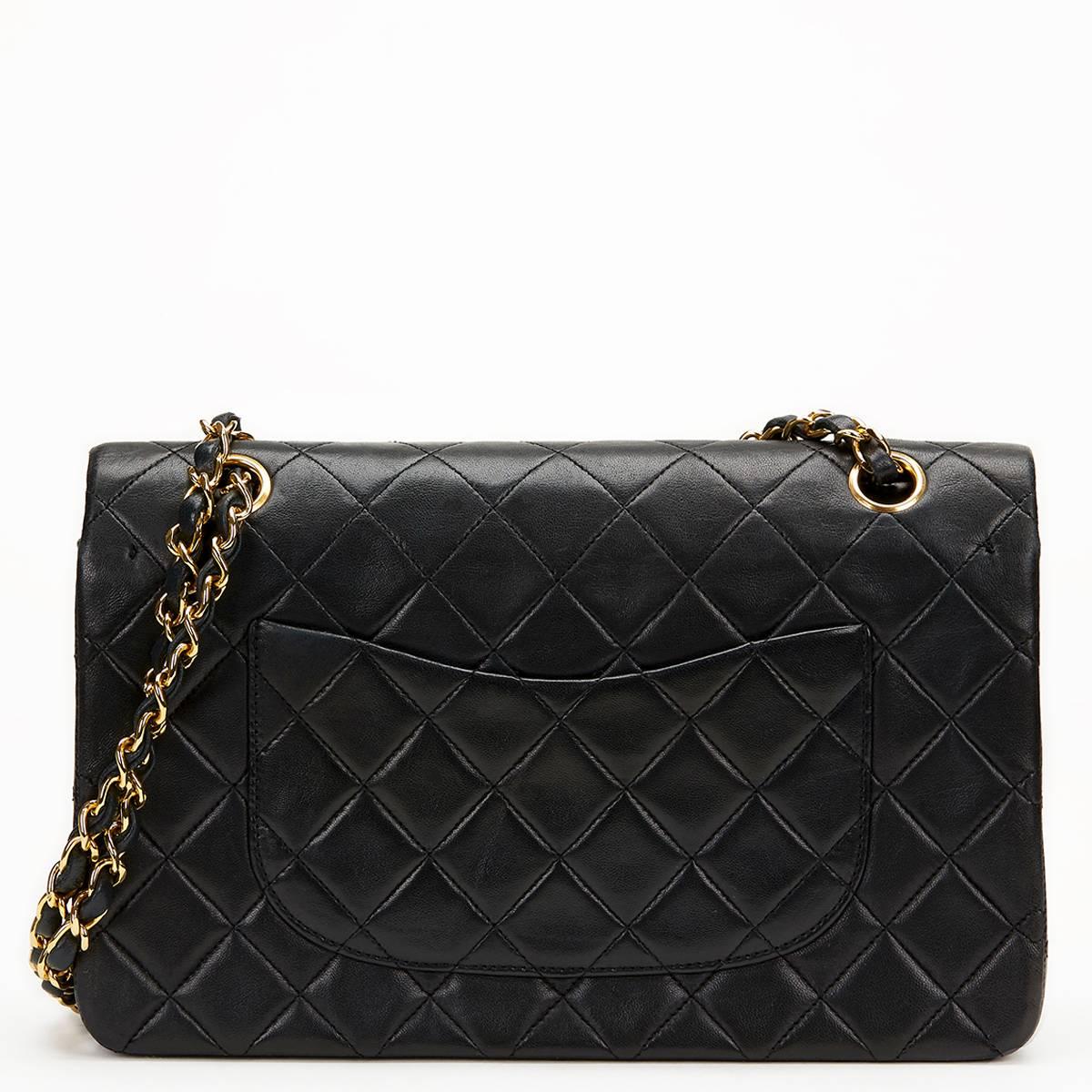 Women's 1980's Chanel Black Quilted Lambskin Vintage Medium Classic Double Flap Bag