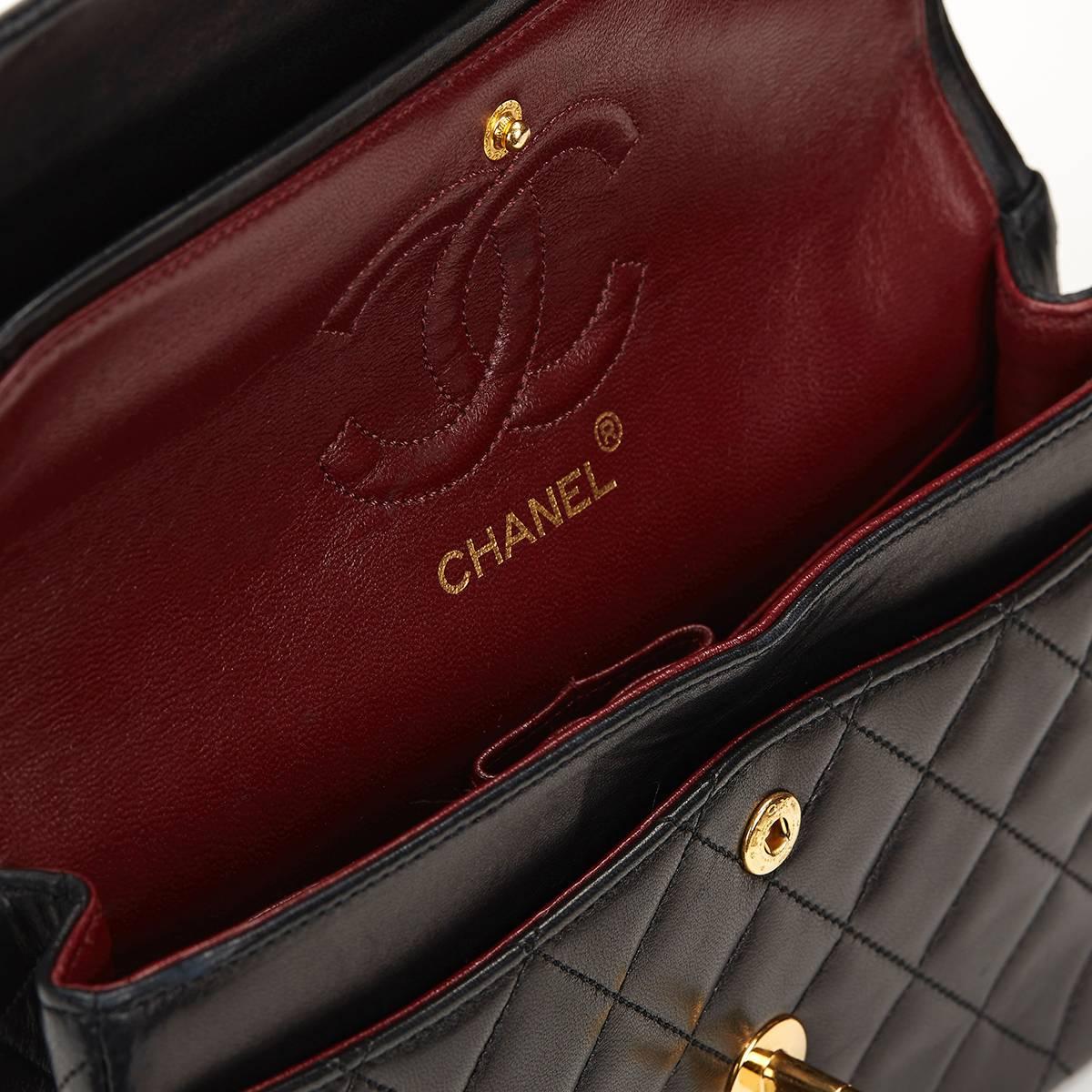 1980s Chanel Black Quilted Lambskin Vintage Small Classic Double Flap Bag 4