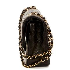 1990s Chanel Black Quilted Lambskin Vintage Medium Classic Double Flap Bag