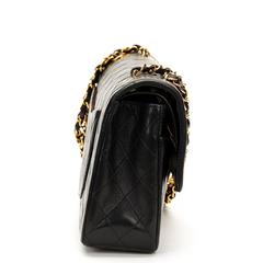 1990s Chanel Black Quilted Lambskin Vintage Medium Classic Double Flap Bag