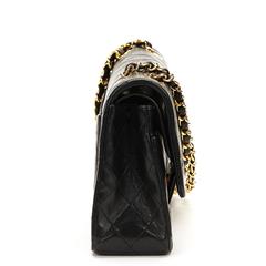 1990s Chanel Black Quilted Lambskin Vintage Medium Classic Double Flap Bag