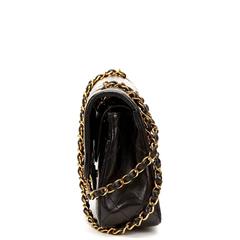 1990s Chanel Black Quilted Lambskin Vintage Medium Classic Double Flap Bag