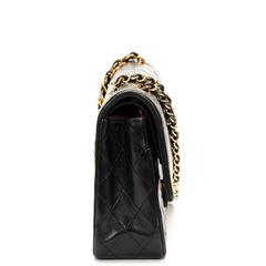 1990s Chanel Black Quilted Lambskin Vintage Medium Classic Double Flap Bag