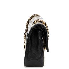1990s Chanel Black Quilted Lambskin Vintage Medium Classic Double Flap Bag