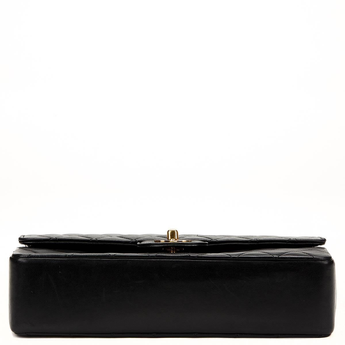 1980s Chanel Black Quilted Lambskin Vintage Medium Classic Double Flap Bag 1