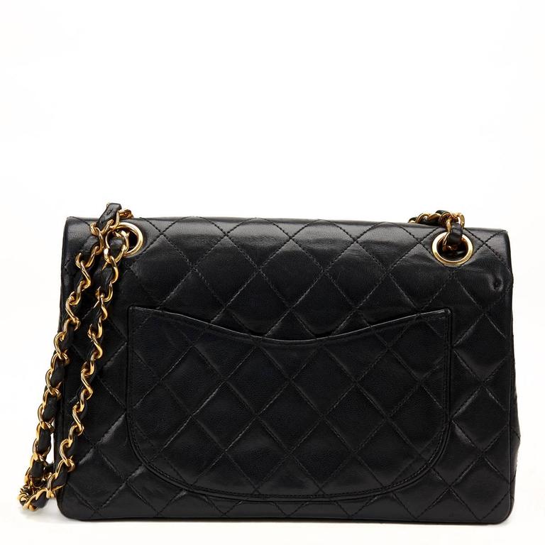 1980s Chanel Black Quilted Lambskin Vintage Small Classic Double Flap Bag at 1stdibs