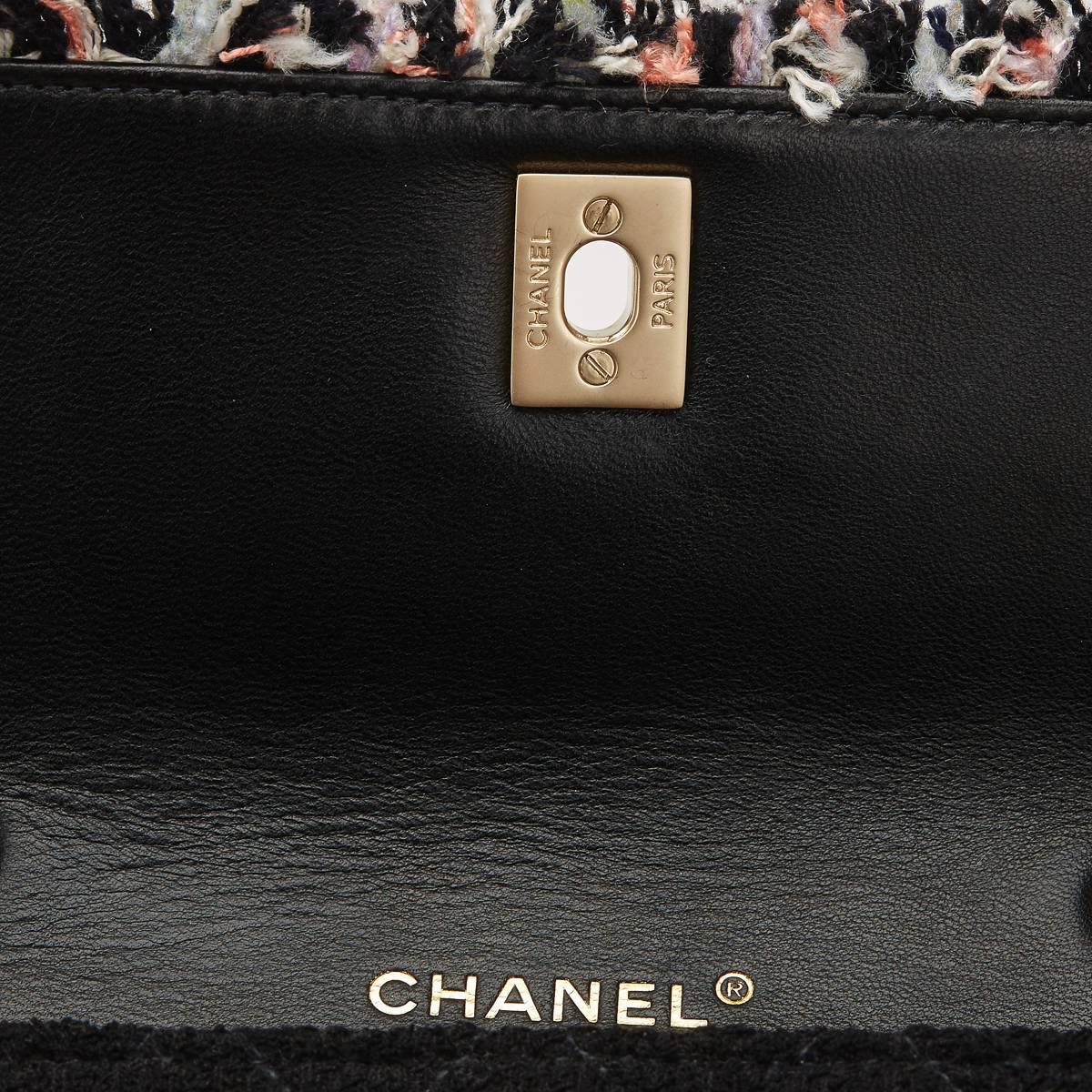 Chanel Black and Multi Tweed East West Classic Single Flap Bag, 2000s  3