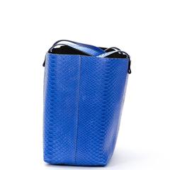 2015 Victoria Beckham Peacock Blue Python Simple Shopper