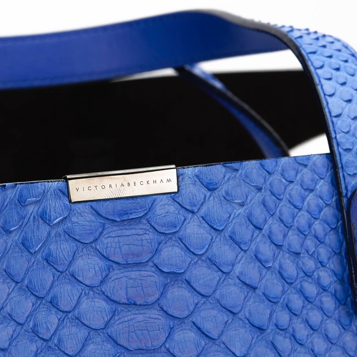 2015 Victoria Beckham Peacock Blue Python Simple Shopper 3