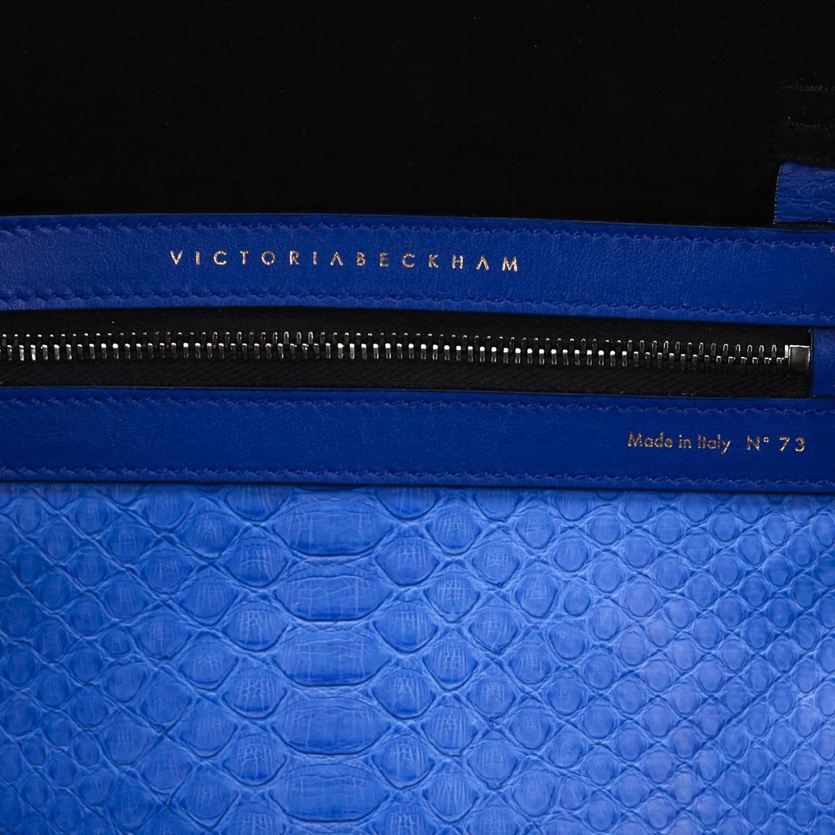 2015 Victoria Beckham Peacock Blue Python Simple Shopper 5