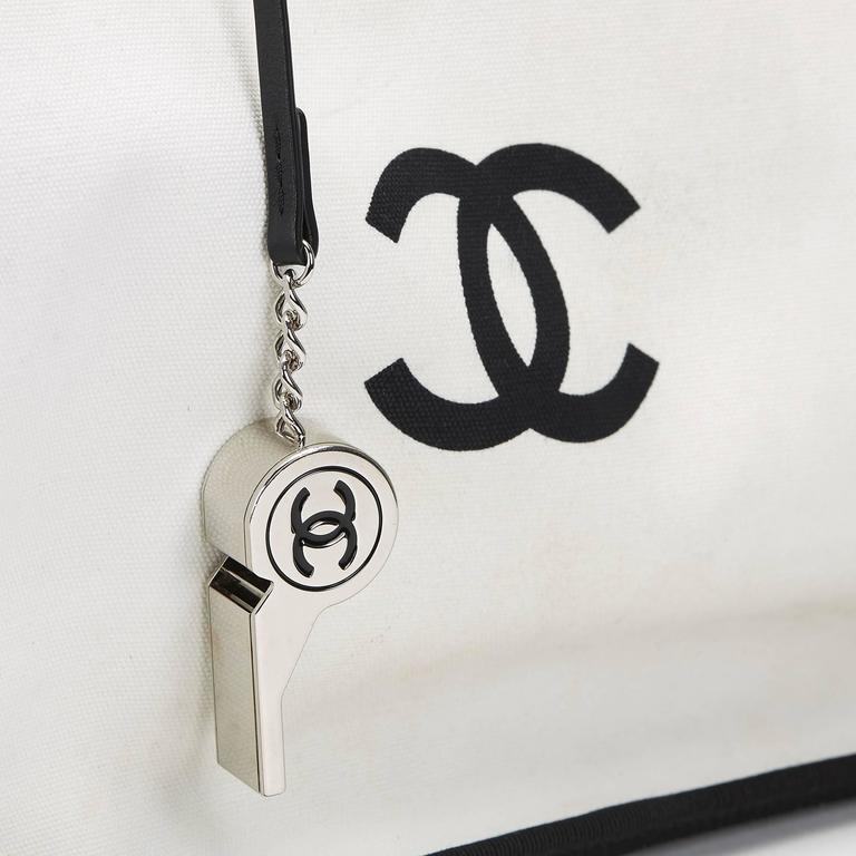 Chanel Black and White Canvas Ladies First Shopper Tote, 2010s at 1stDibs