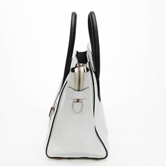 Céline 2010s White & Black Smooth Leather Mini Luggage Tote
