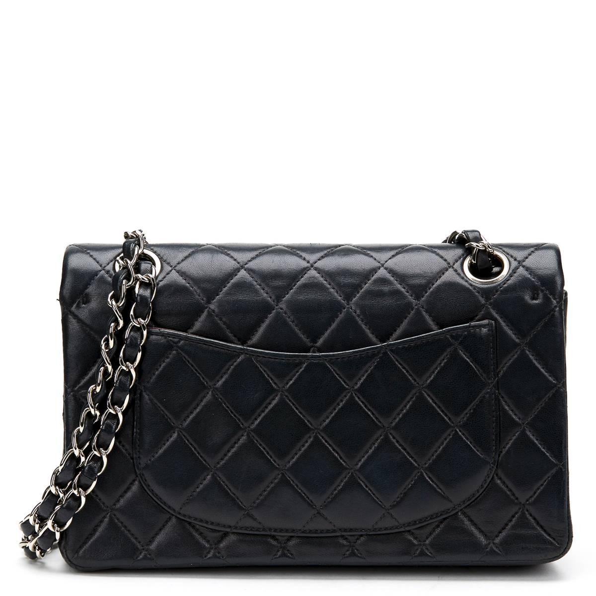 Women's 1990s Chanel Black Quilted Lambskin Small Classic Double Flap Bag