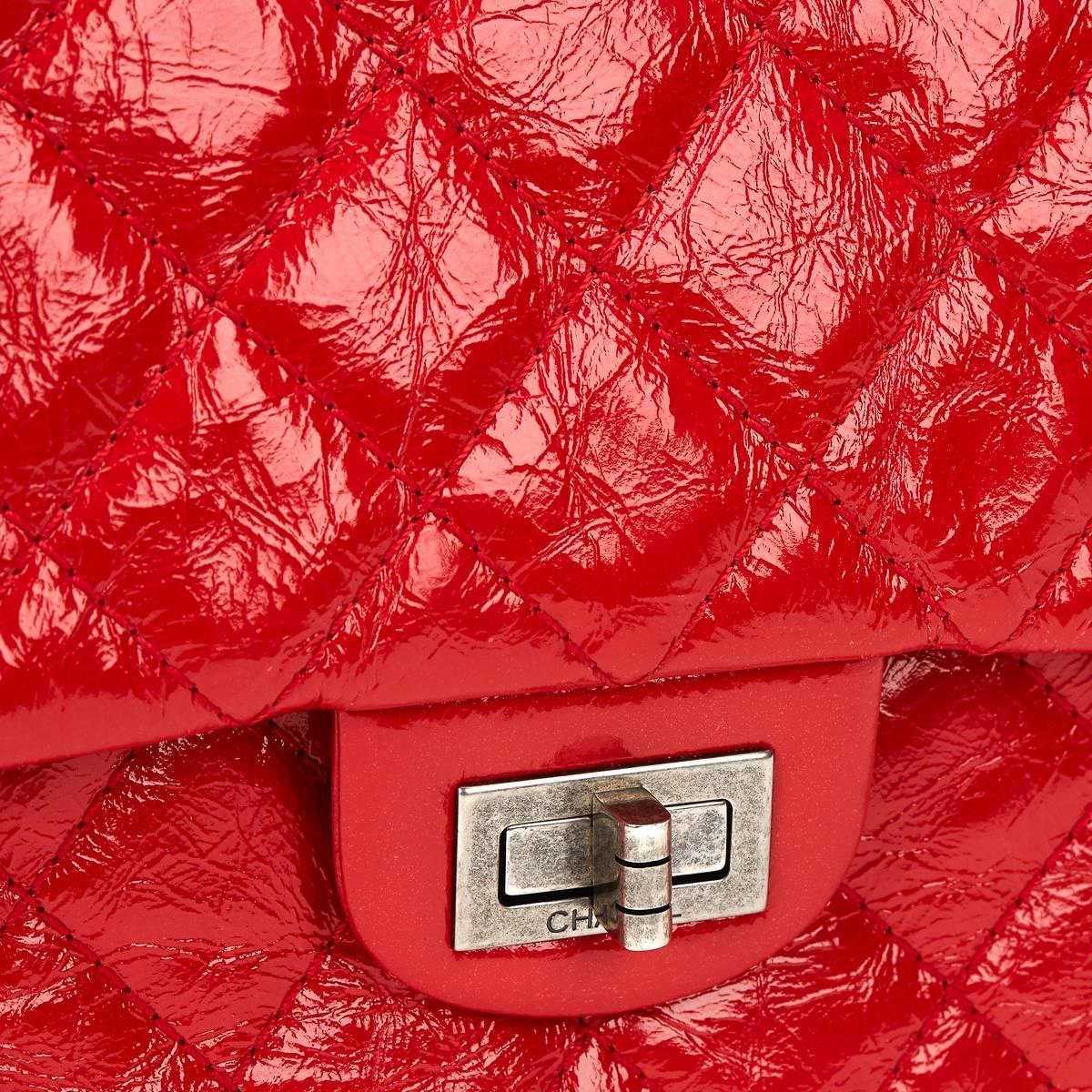 2015 Chanel Red Aged Patent Leather 2.55 Reissue 226 Double Flap Bag 3