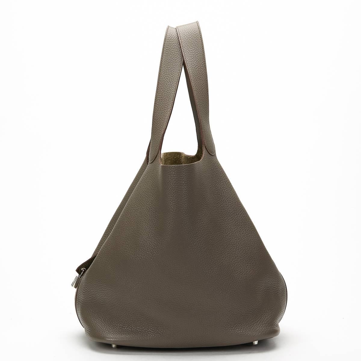 Women's 2012 Hermès Etoupe Clemence Leather Picotin Lock TGM