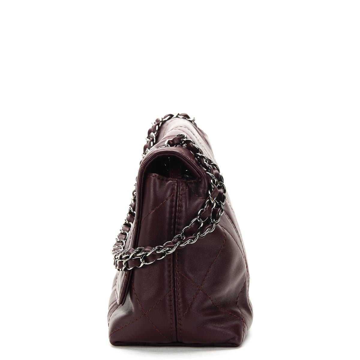 Black 2011 Chanel Maroon Quilted Lambskin Classic Single Flap Bag