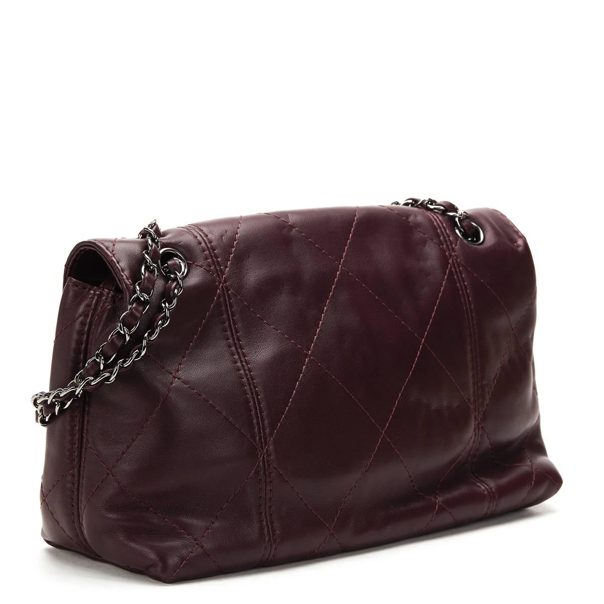 Women's 2011 Chanel Maroon Quilted Lambskin Classic Single Flap Bag