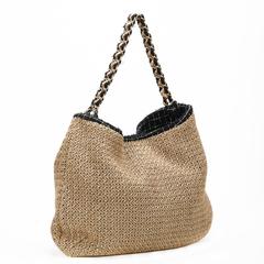 2010 Chanel Beige Woven Raffia Coco Country Tote