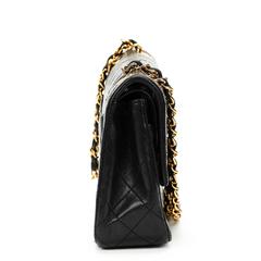 1990s Chanel Black Quilted Lambskin Vintage Small Classic Double Flap Bag