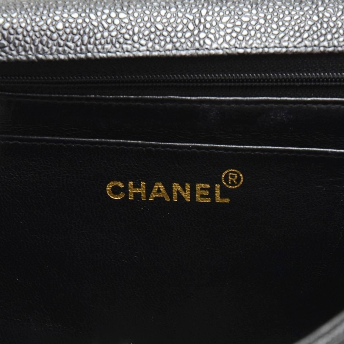 1990s Chanel Black Vertical Quilted Caviar Leather Vintage Classic Single Flap 5