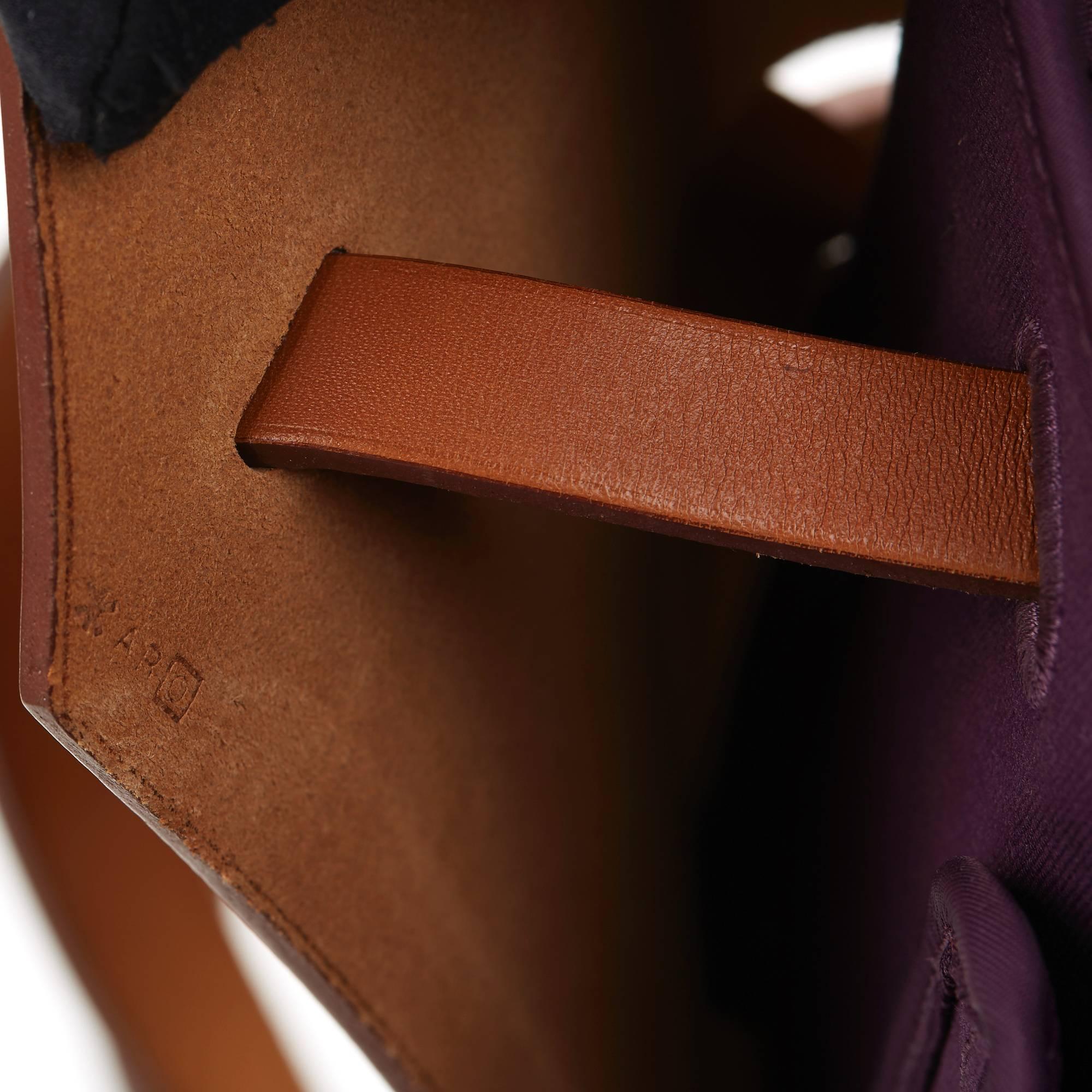 2011 Hermès Natural Leather & Cassis Canvas Herbag Zip 3
