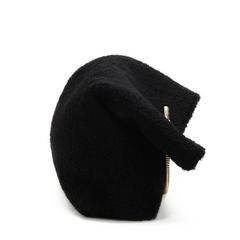 2015 Victoria Beckham Black Shearling Spiral Clutch