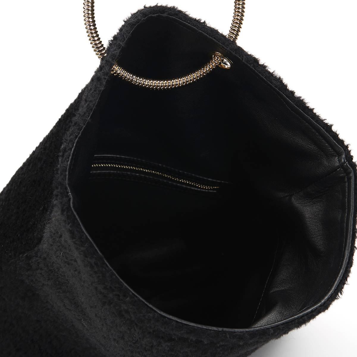 2015 Victoria Beckham Black Shearling Spiral Clutch 5