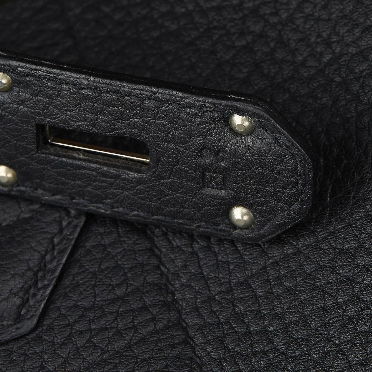 2000s Hermès Black Fjord Leather Birkin 40cm HAC 6