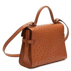 2000s Delvaux Tan Ostritch Leather Tempete MM