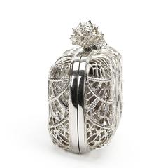 2015 Alexander McQueen Silver Brass Cathedral Skull Box Clutch