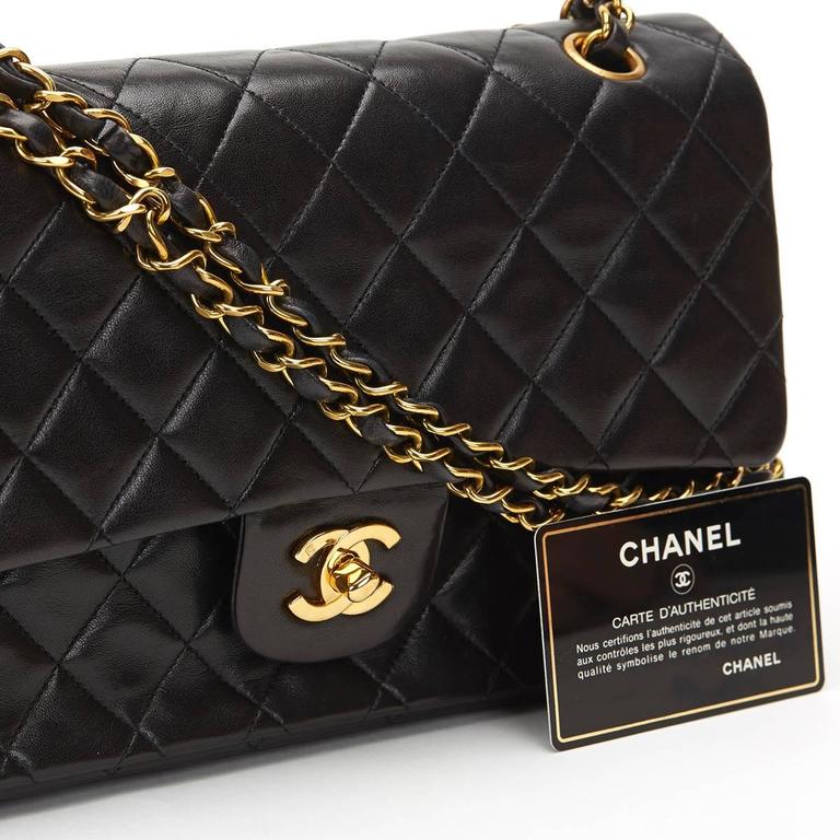 1995 Chanel Black Quilted Lambskin Vintage Medium Classic Double Flap Bag