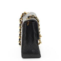 1990s Chanel Black Quilted Lambskin Vintage Mini Flap Bag