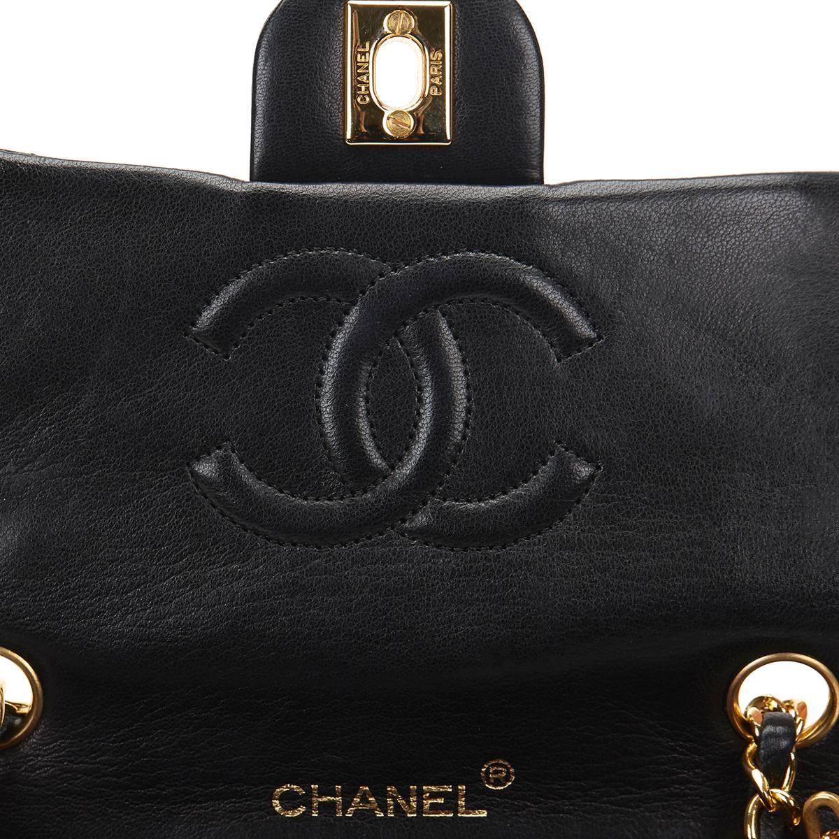 1990s Chanel Black Quilted Lambskin Vintage Mini Flap Bag 3