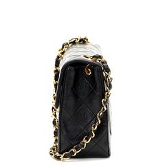 1990s Chanel Black Quilted Lambskin Vintage Mini Flap Bag