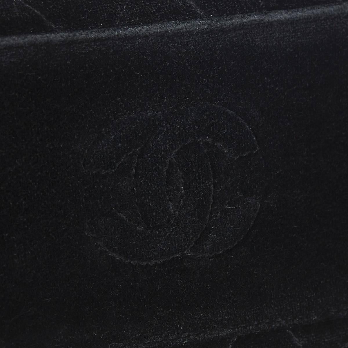 1990s Chanel Black Quilted Velvet Vintage Timeless Shoulder Bag 5