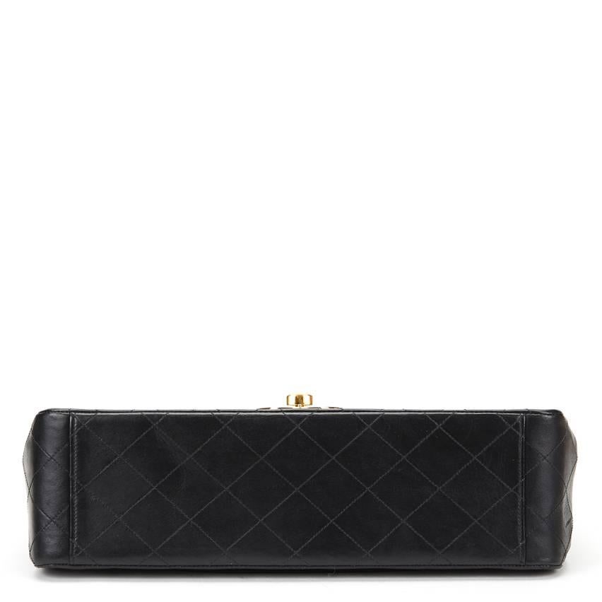 Circa 1994 Chanel Black Quilted Lambskin Vintage Maxi Jumbo XL Flap Bag  1