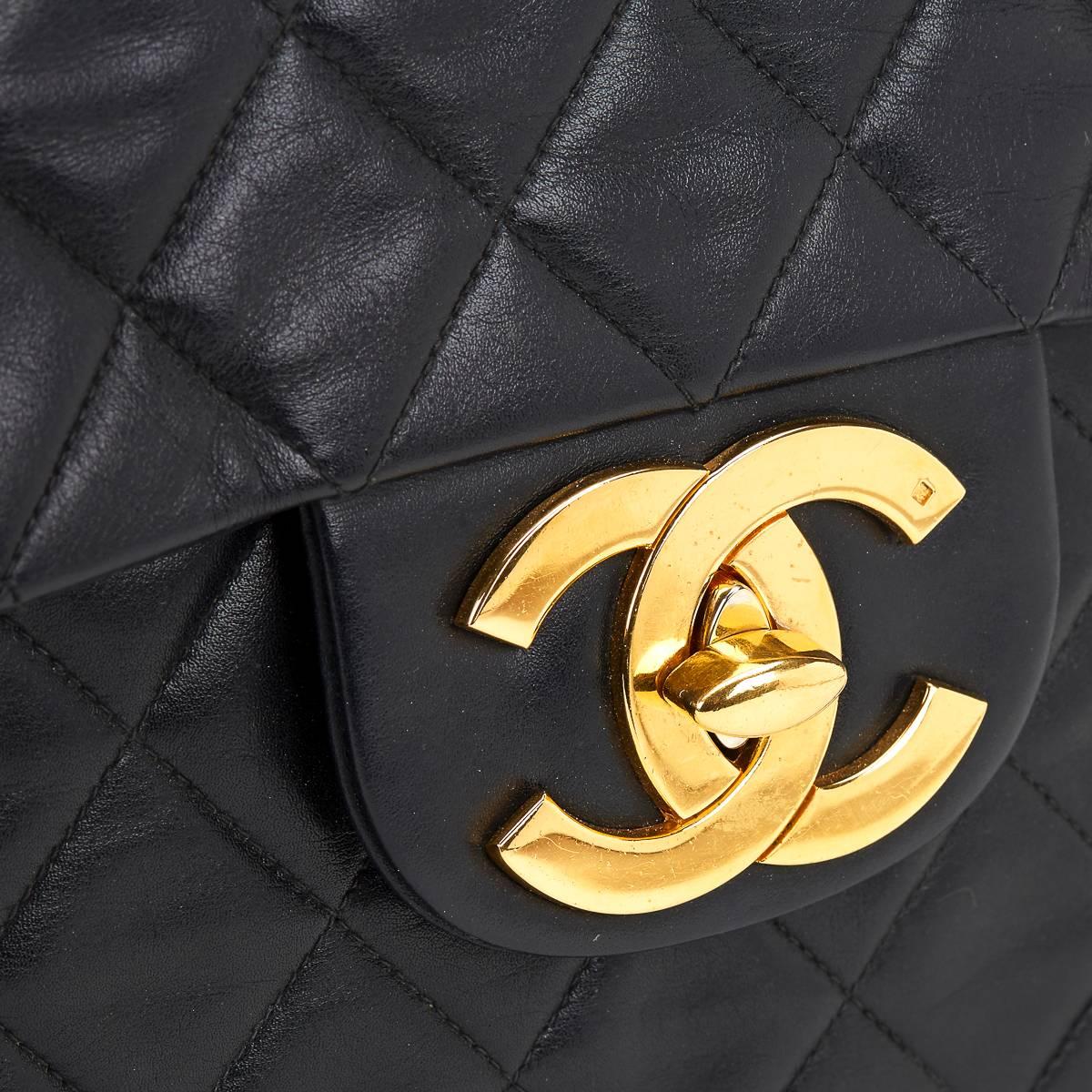 Circa 1994 Chanel Black Quilted Lambskin Vintage Maxi Jumbo XL Flap Bag  3