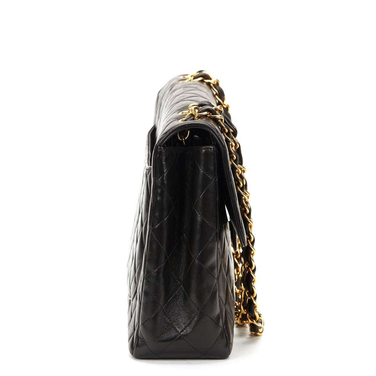Chanel Black Quilted Lambskin Vintage Jumbo XL Flap Bag, 1990s  In Excellent Condition In Bishop's Stortford, Hertfordshire
