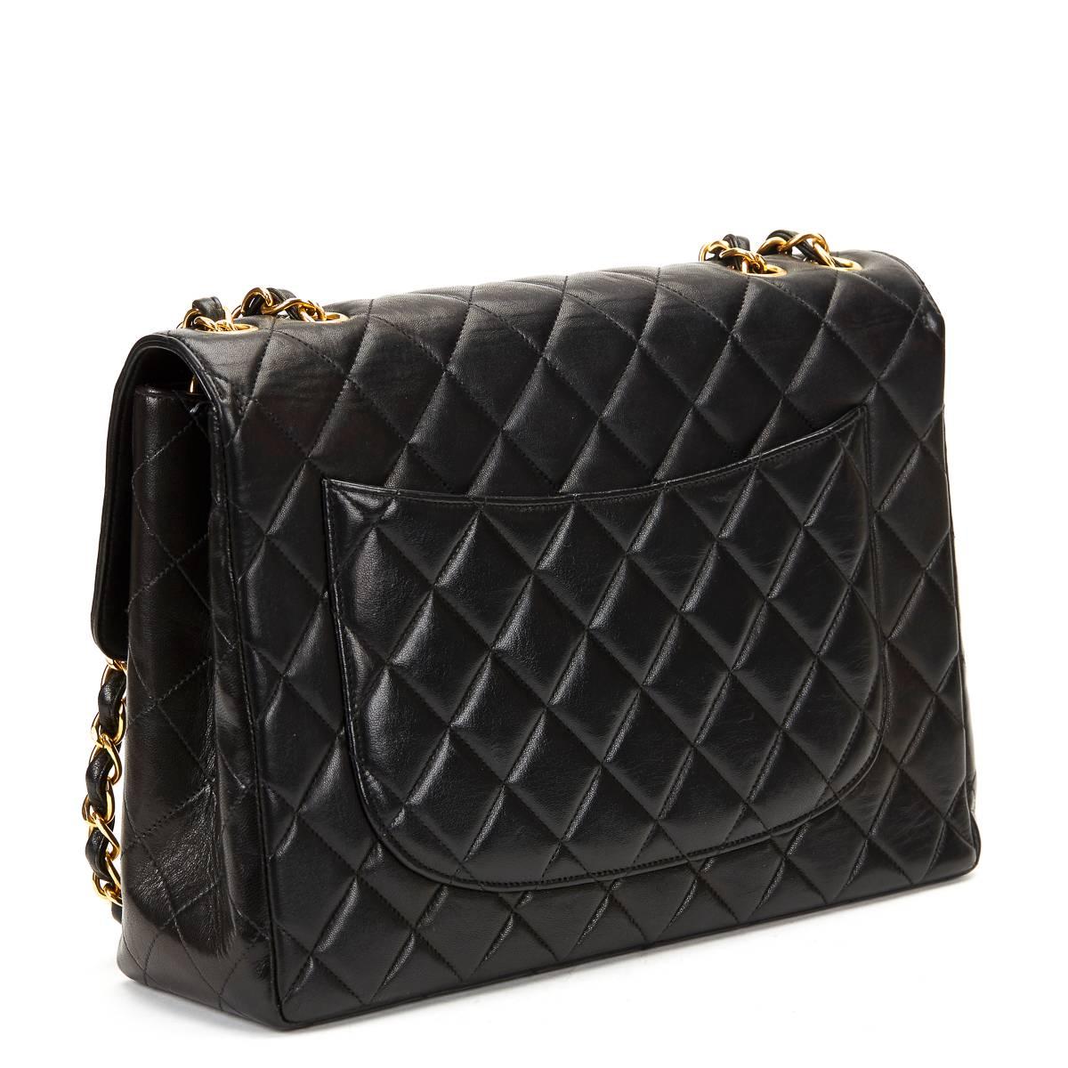 Women's Chanel Black Quilted Lambskin Vintage Jumbo XL Flap Bag, 1990s 
