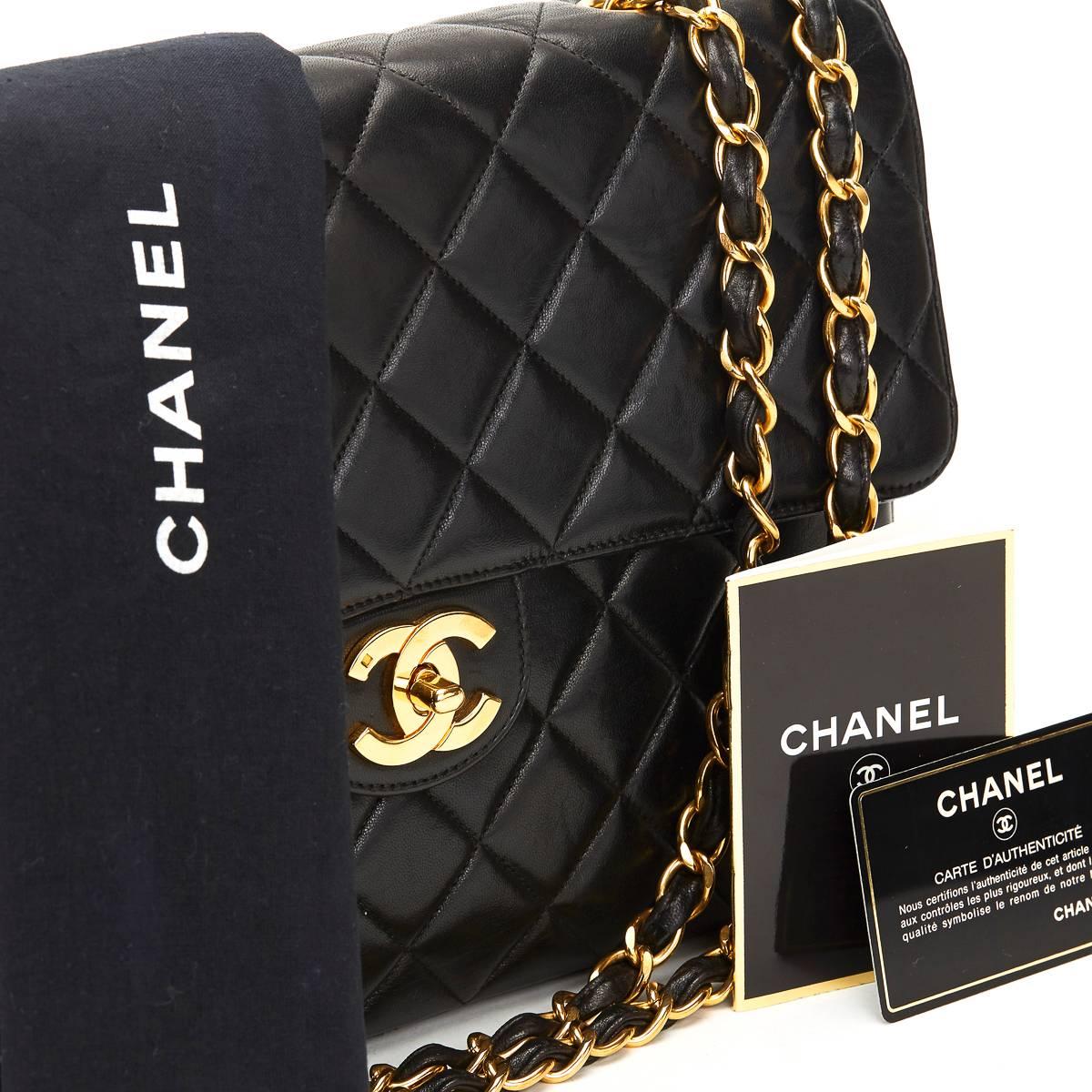 Chanel Black Quilted Lambskin Vintage Jumbo XL Flap Bag, 1990s  5