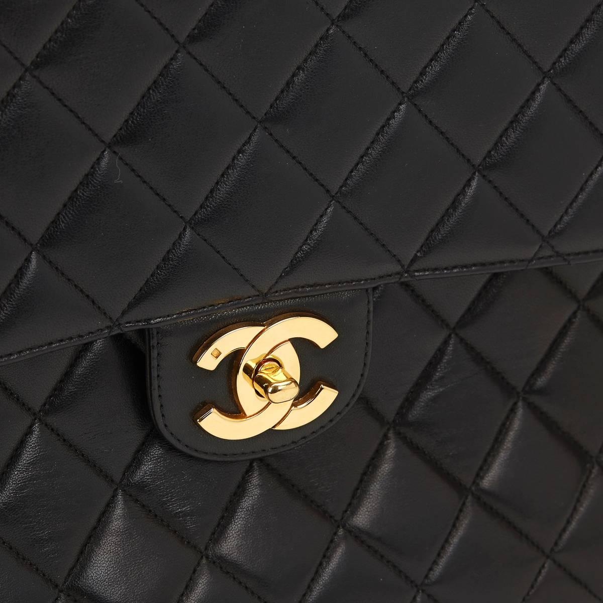 Chanel Black Quilted Lambskin Vintage Jumbo XL Flap Bag, 1990s  3