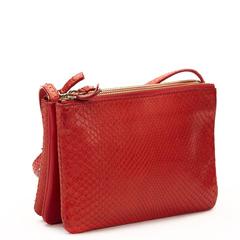 2010s Céline Red Python Trio Bag