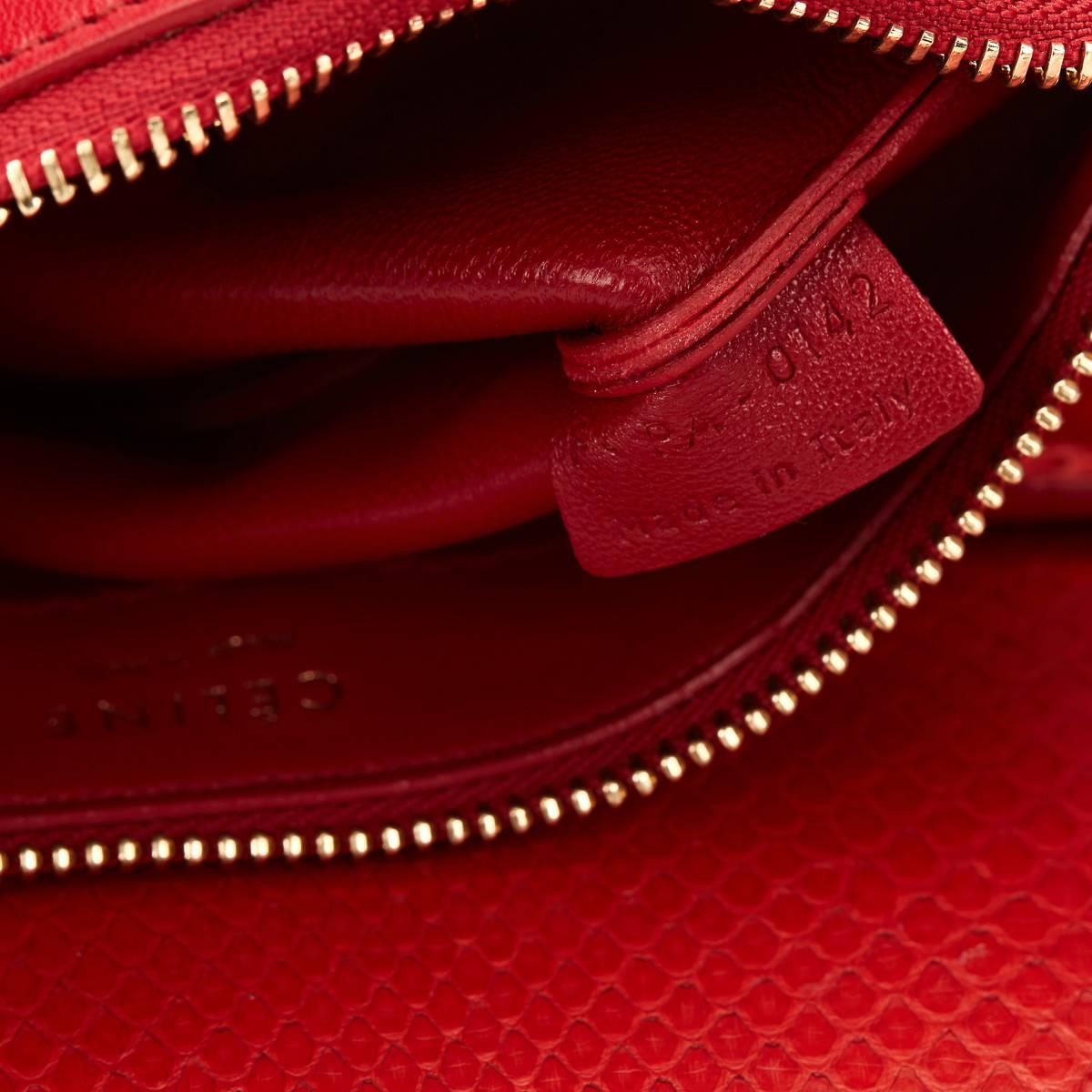 2010s Céline Red Python Trio Bag 2